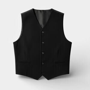 🎩Black Button Front Waistcoat Steampunk Emo Vest Sz Large